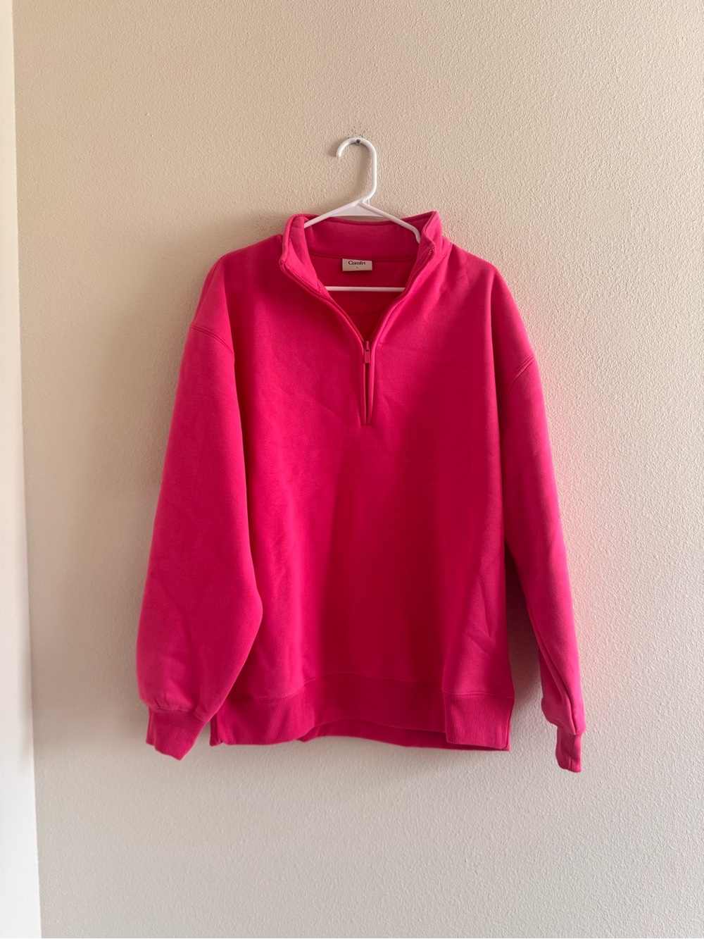 Comfrt Women's Bright Pink Quarter-Zip Turtleneck Sweater